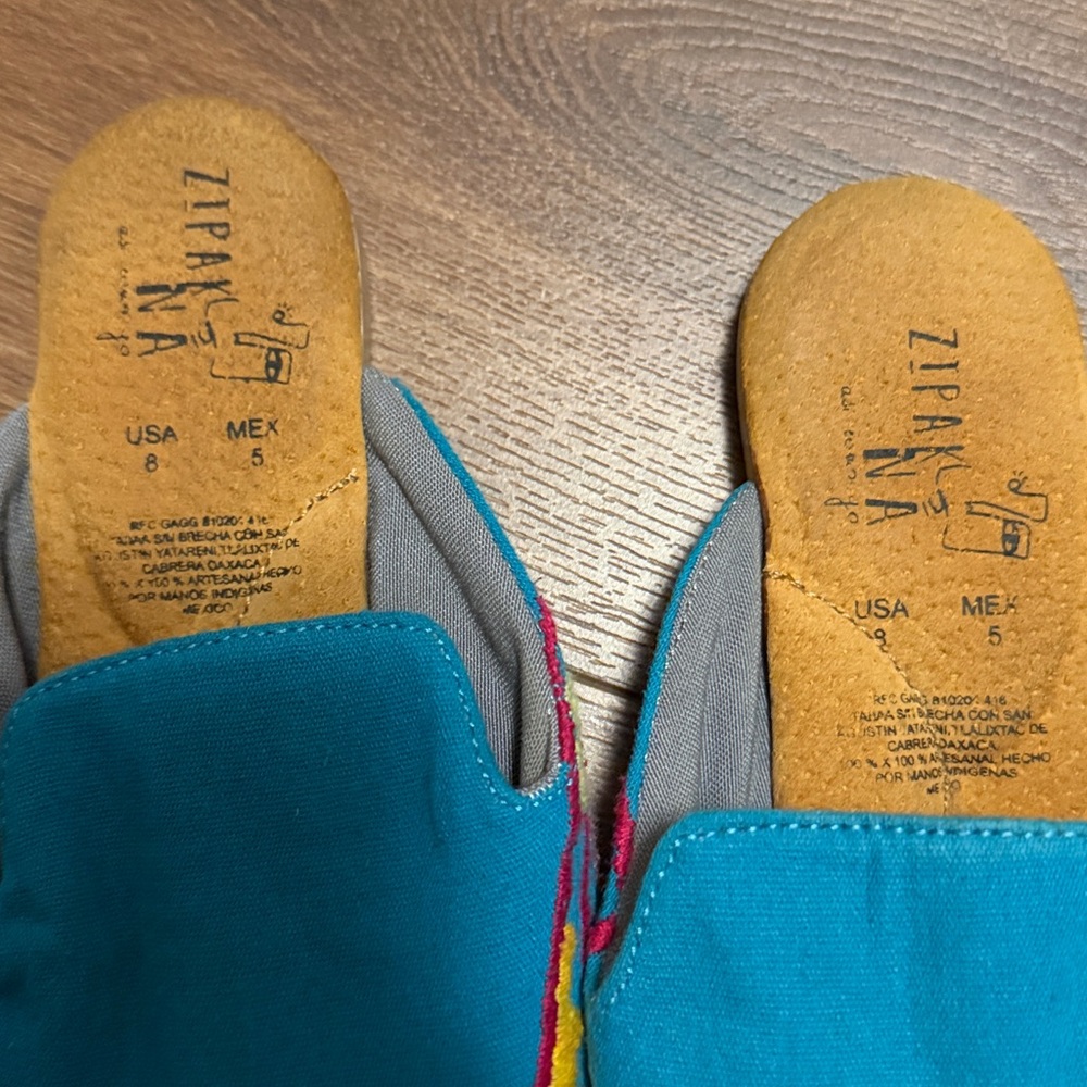 Cotton Embroidered Handmade Oaxaca Mules, Women’s 8 - Picture 2 of 6